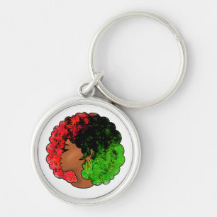 Llavero Mujer niña negra panafricana orgullo afro verde ro