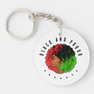 Llavero Mujer niña negra panafricana orgullo afro verde ro