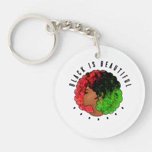 Llavero Mujer niña negra panafricana orgullo afro verde ro