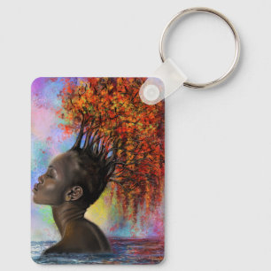 Llavero Mujer otoñal sintiendo arte de pintura de Keychain