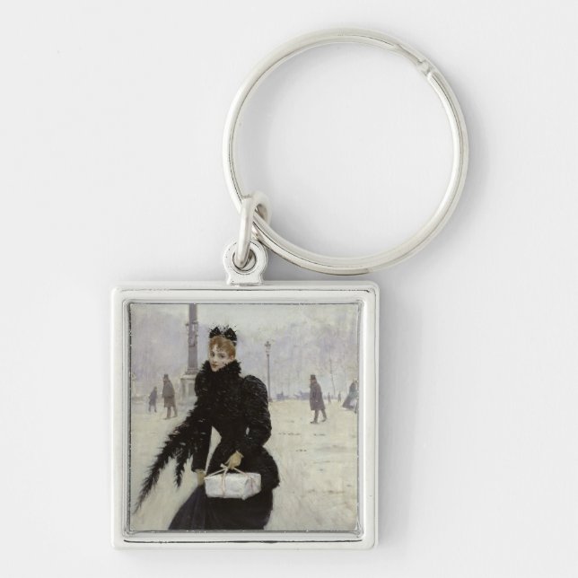 Llavero Mujer parisiense en la plaza de la Concordia (Frente)