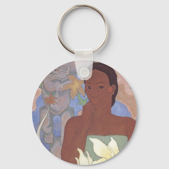Llavero "Mujer polinesia y tiki" - Keychain (Anverso)
