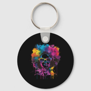 Llavero Mujer Reina negra afro melanina pintura goteo jun