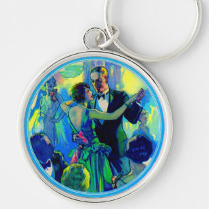 Llavero Mujer y caballero de los años 20 en la pista de ba