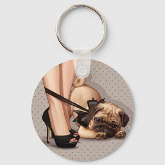 Llavero Mujer y cachorro de pug