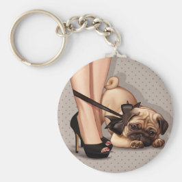 Llavero Mujer y cachorro de pug