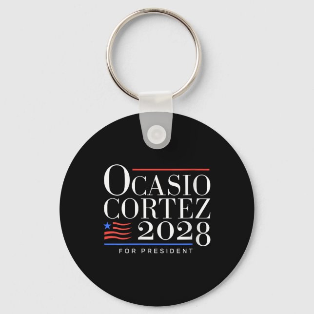 Llavero Mujeres Aoc para Presidente 2028 V-cuello (Anverso)