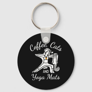 Llavero Mujeres Café Gatos Y Alfombras De Yoga - Nombre Di