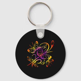 Llavero Múltiple mariposa multicolor negro