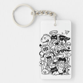 Llavero Multitud de personajes de caricatura quirky