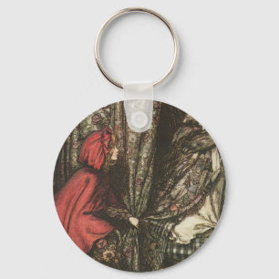 Llavero Mún lobo grande en la cama de la abuela