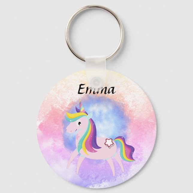 Llavero mundo mágico de fantasía de unicornio (Anverso)