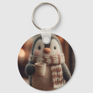 Llavero Muñeca de pingüino adorable tejida con bufanda sos