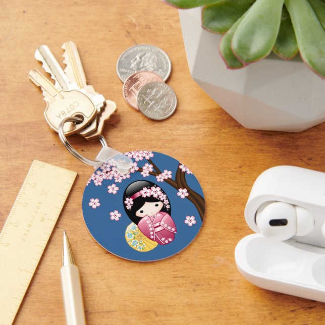 Llavero Muñeca Kokeshi de primavera - Geisha japonesa suav (Escritorio )