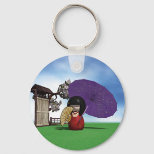 Llavero Muñeca Kokeshi Japonesa Arte Flor de Cerezo
