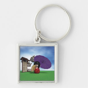 Llavero Muñeca Kokeshi Japonesa Arte Flor de Cerezo