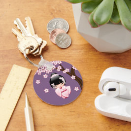 Llavero Muñeca Kokeshi kimono blanca - Chica Geisha lindo