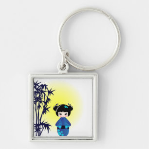 Llavero Muñeca y bambú de Kokeshi