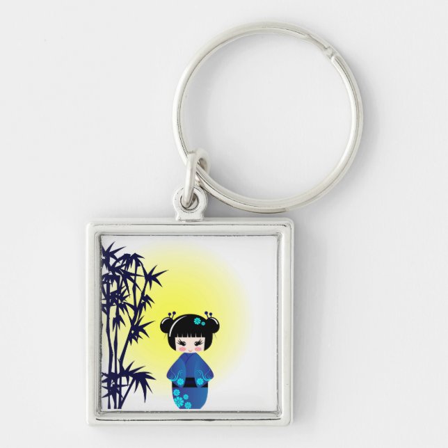 Llavero Muñeca y bambú de Kokeshi (Frente)