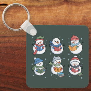 Llavero Muñeco de Nieve Amante de Libros Regalo de Maestro