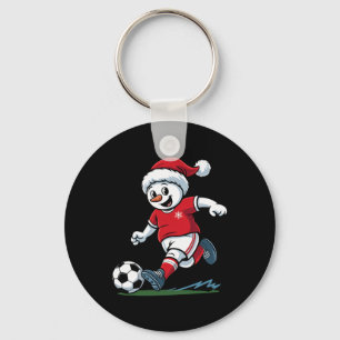 Llavero Muñeco de nieve de Navidad jugando fútbol jugador 