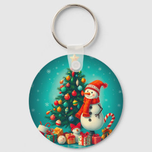Llavero Muñeco de nieve festivo y árbol de Navidad con reg