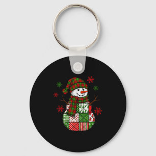 Llavero Muñeco de nieve parchado, Navidad divertida retro