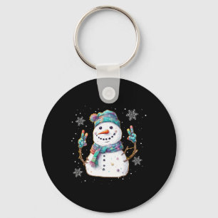 Llavero Muñeco de nieve signo de paz Navidad nieve helado