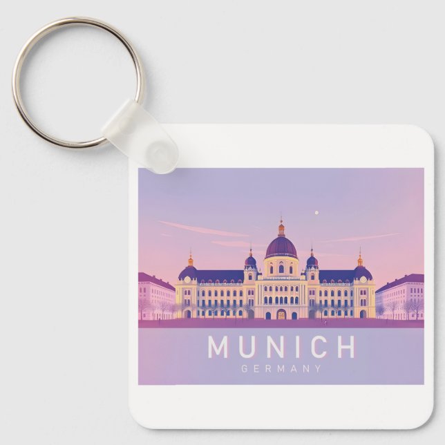 Llavero Munich Alemania Pastel Travel Design (Anverso)