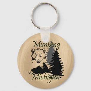Llavero Munising Michigan Snowmobile Bear Wood look