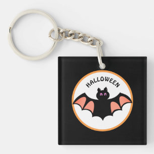 Llavero Murciélago espeluznante de Halloween en blanco y n