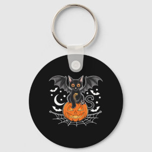 Llavero Murciélago Halloween _ Gato Negro Alas de Murciéla