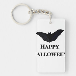 Llavero Murciélago negro feliz Halloween agregar texto nom