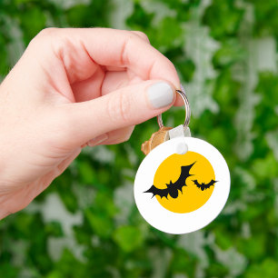 Llavero Murciélagos de Halloween Silueta Luna Llena