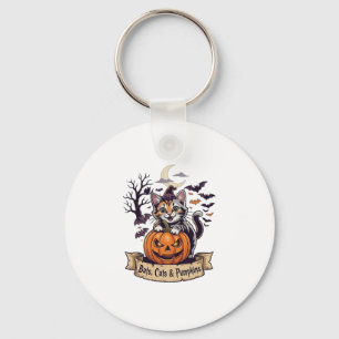 Llavero Murciélagos Gatos Calabazas Halloween Bruja Gato E