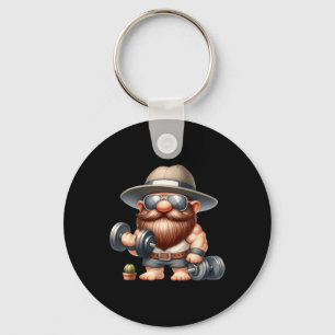 Llavero Muscleman Gnome Con Dumbbels Funny Fitness Worki