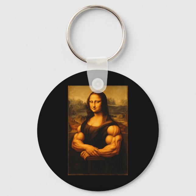 Llavero Músculo Mona Lisa Bodybuilder Halterofilia Gym Y (Anverso)