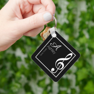 Llavero Music Black Keychain Monogrammed con estilo