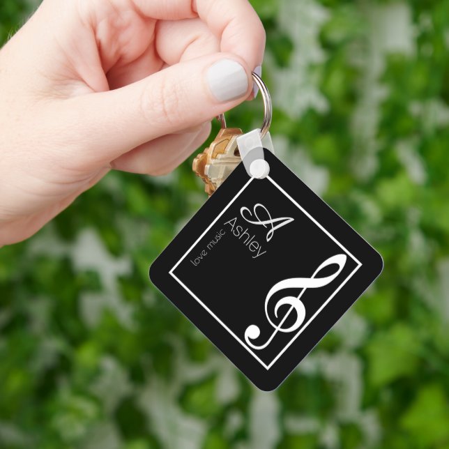 Llavero Music Black Keychain Monogrammed con estilo (Mano)