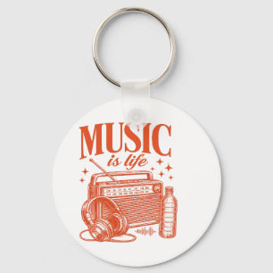 Llavero Music Is Life Vintage Design