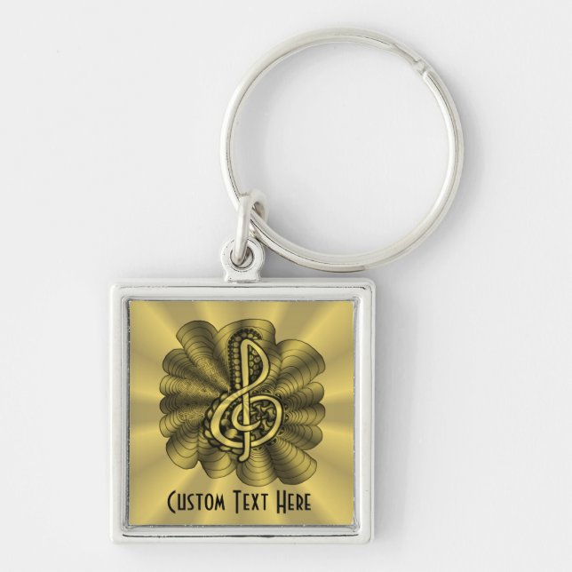 Llavero Music Treble Clef Gold Personalizado (Frente)
