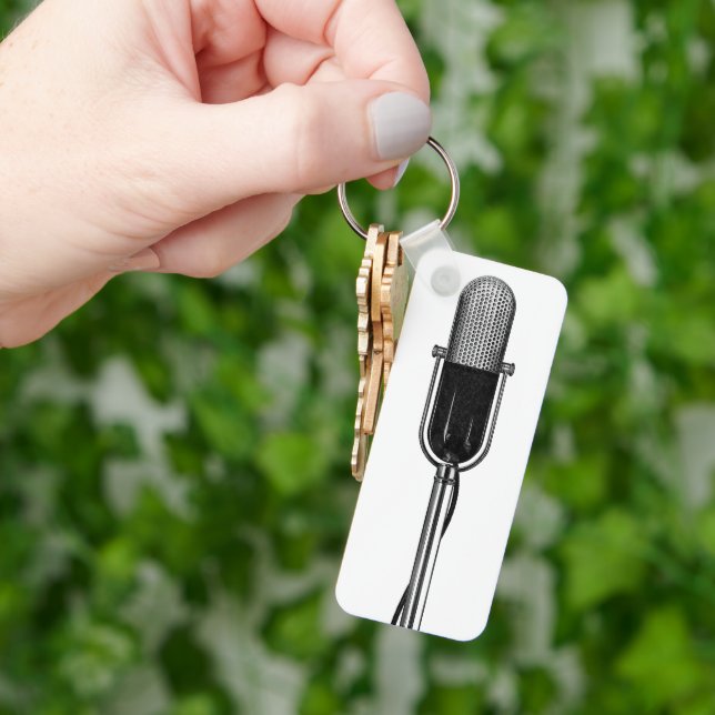 Llavero Música de época, micrófono retro de moda antiguo (Mano)