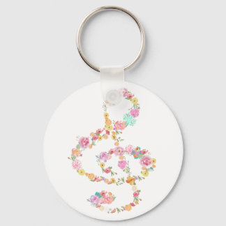 Llavero música floral treble clef