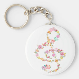 Llavero música floral treble clef