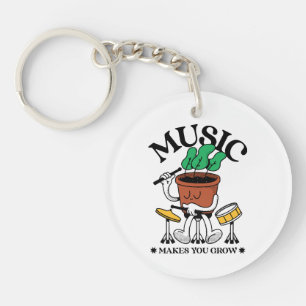 Llavero Música Hace que Crezca el Baterista de la Planta