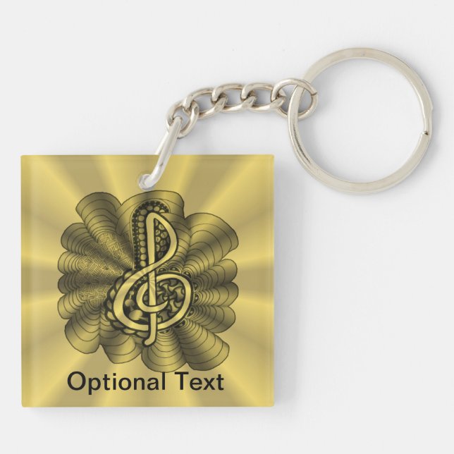 Llavero Música Treble Clef Gold personalizada (Atrás)