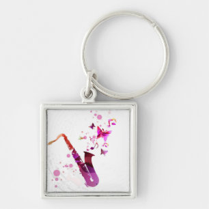 Llavero Música y mariposas lindas saxofónicas