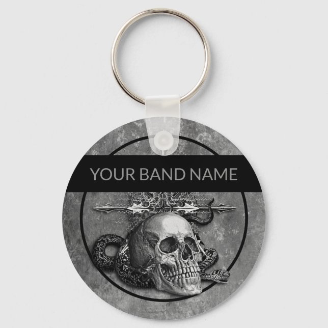 Llavero Músico de música Metalizado Rock Band Merch Skull  (Anverso)