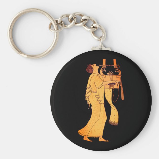 Llavero Músico griego antiguo cantando y tocando Kithara (Frente)