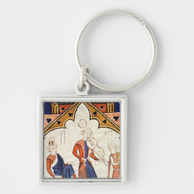 Llavero Músicos que juegan una viola y una pandereta (Frente)